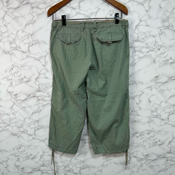 Polo Ralph Lauren Women’s Crop Wide Leg Pants sz M Green Y2K #F342 - Picture 4 of 7